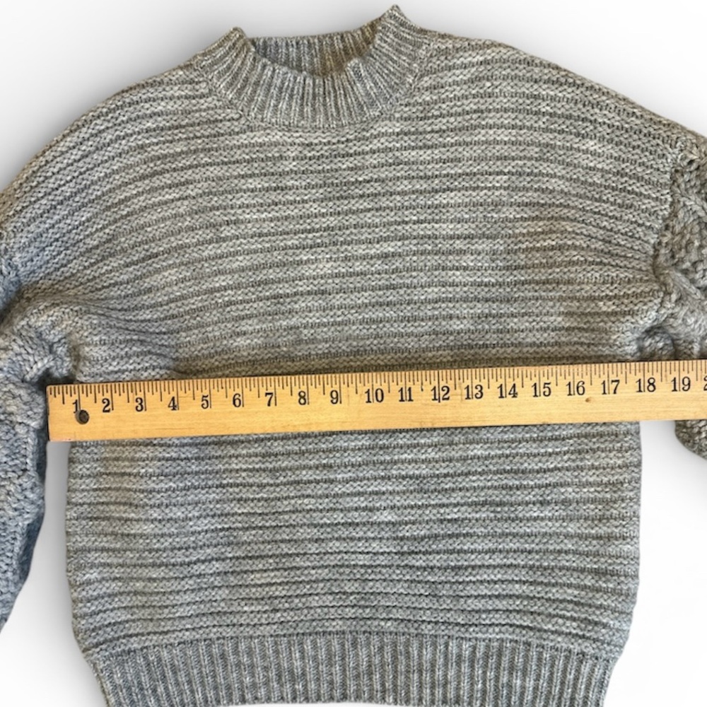Gray Popcorn Chunky Balloon Sleeve Sweater S Boho Statement Harper Heritage Vtg - Picture 7 of 7